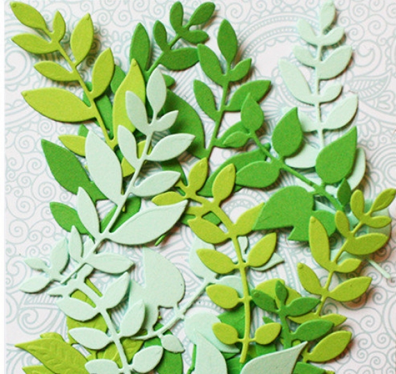 Фигурные вырубки "Травянистые растения-2" зеленый микс, 15 шт.