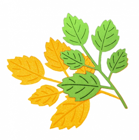 Фигурные вырубки "Листья розы", желто-зеленые, 7х4,5см, 8 шт.