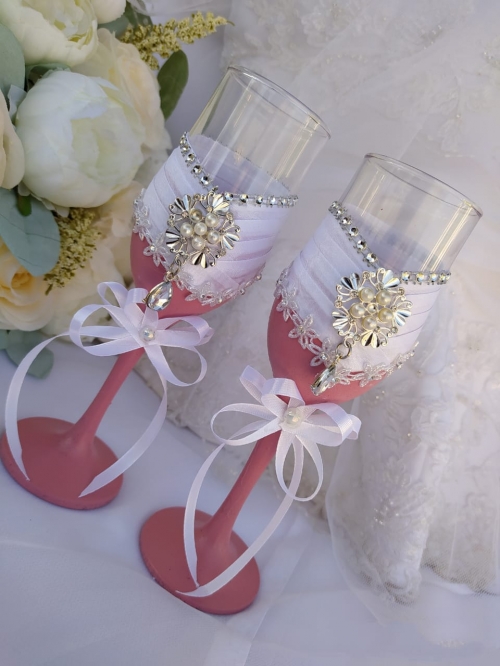 Свадебные бокалы "Пудровый розовый"