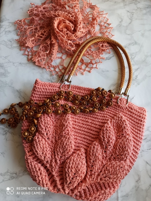 Пляжная сумка / сумка-шопер абрикосового цвета