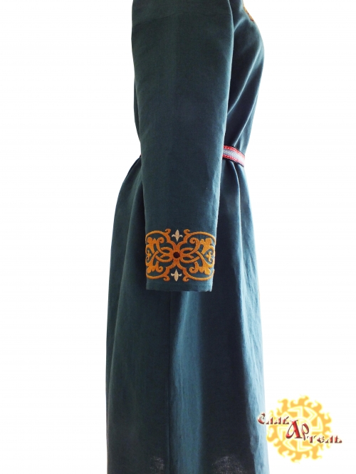 Льняное платье Варвара Краса бирюзовое