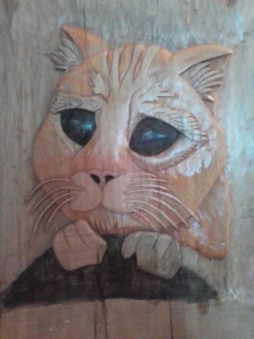 Картина резная "Кот из Шрэка"