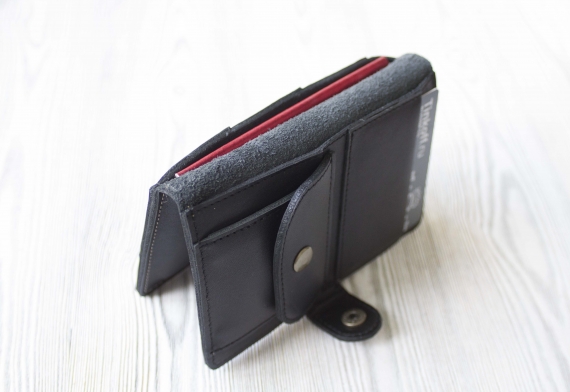 Черное мужское портмоне, для паспорта, карт, банкнот и мелочи "Вояж"