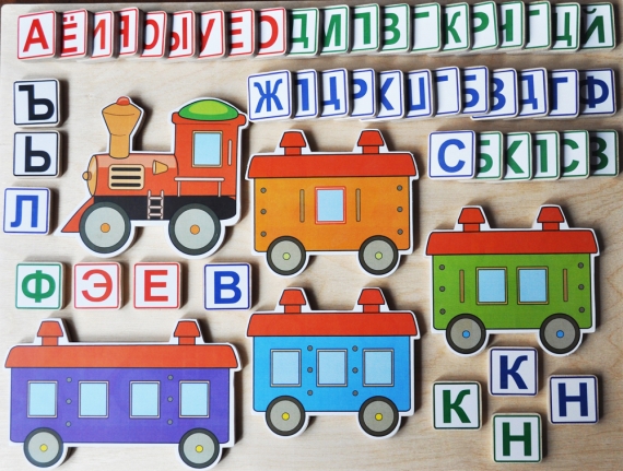 Азбука и паровозик для составления слогов и слов