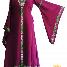 Средневековое льняное платье Пурпурная Лилия; Фэнтези; Вышитое