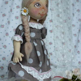 Текстильная интерьерная куколка "Ромашковое настроение"