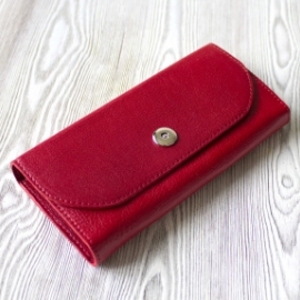 Красное женское портмоне из натуральной кожи "Фруктовая карамель"
