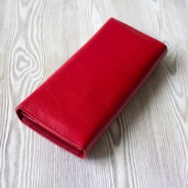 Красное женское портмоне из натуральной кожи "Фруктовая карамель"