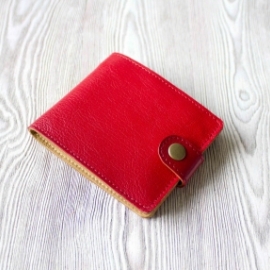 Красный женский кошелек, портмоне из натуральной кожи "Тропикана"