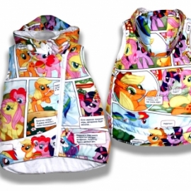 Безрукавка-балон с капюшоном "Мой маленький пони" (стеганный жилет)